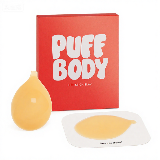 Puff Body Push-up Sticky Bra – Waterproof & Sweat-proof,  Portable, Reusable, Washable, Essential for Travel Women's Wear with Storage Board & Replaceable Adhesive Pads