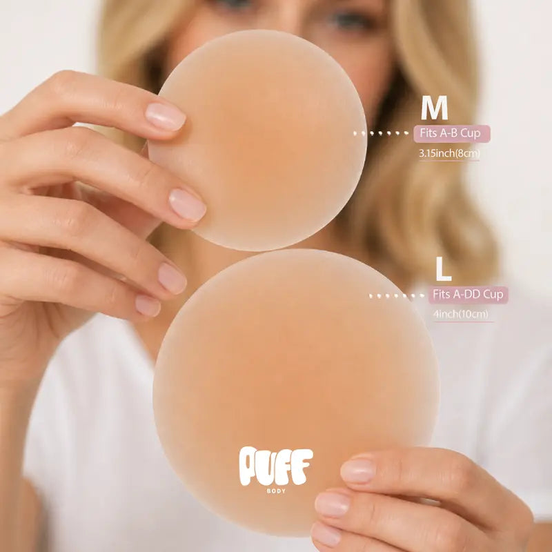 PUFF Girls Nipple Covers - Circles Non-Toxic Silicone Medical-Grade Adhesive Adhesive-Free Nip Nook Reusable