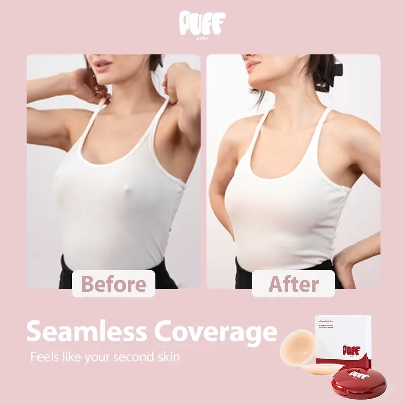 PUFF Girls Nipple Covers - Circles Non-Toxic Silicone Medical-Grade Adhesive Adhesive-Free Nip Nook Reusable