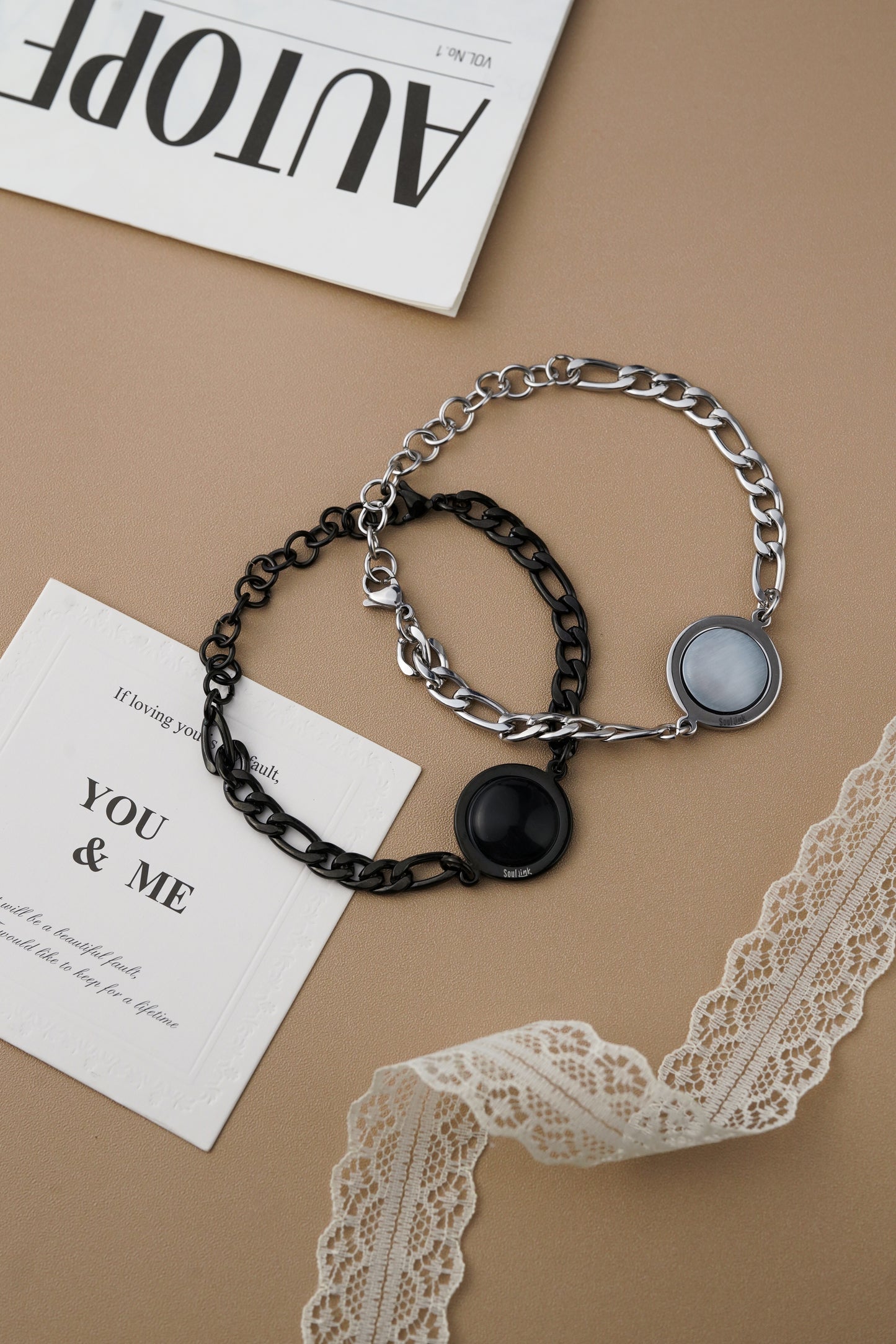 Soullink NFC Couple Bracelets for Him and Her – Smart Matching Bracelets for Lovers, Touch to Open Custom Love Page, Track Days Together, Personalized Anniversary Gift, Romantic Tech Jewelry for Boyfriend & Girlfriend