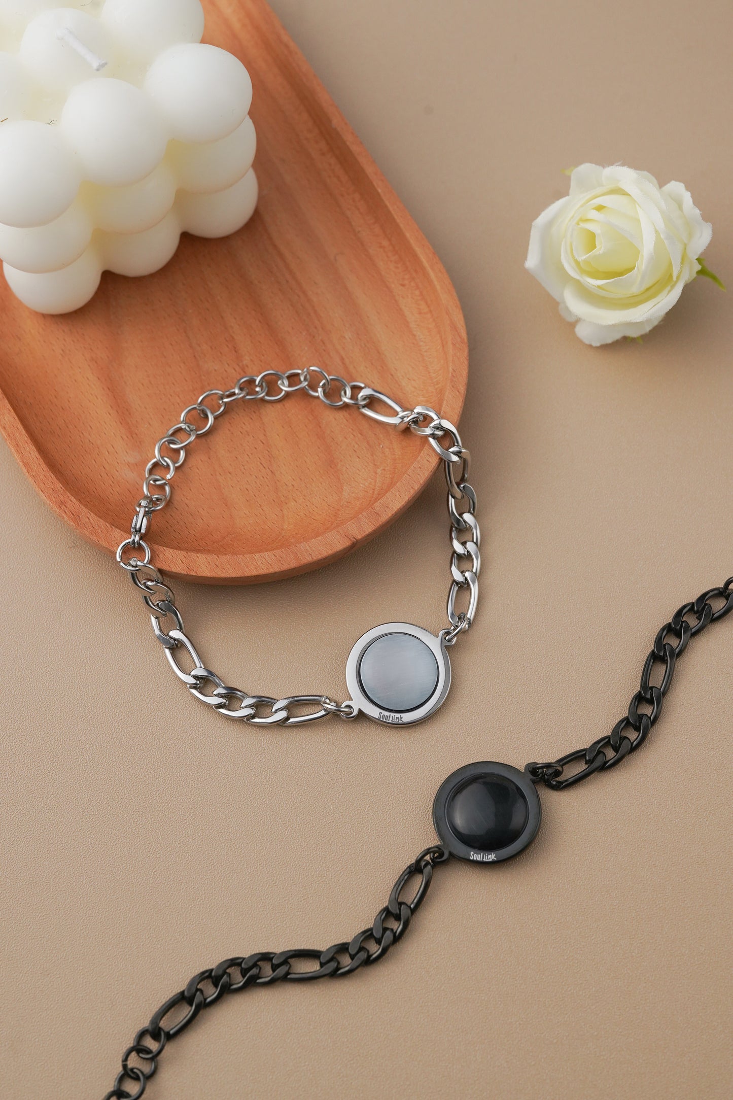 Soullink NFC Couple Bracelets for Him and Her – Smart Matching Bracelets for Lovers, Touch to Open Custom Love Page, Track Days Together, Personalized Anniversary Gift, Romantic Tech Jewelry for Boyfriend & Girlfriend
