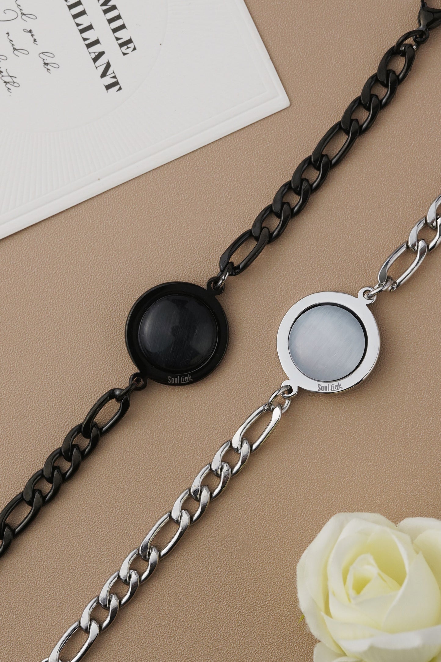 Soullink NFC Couple Bracelets for Him and Her – Smart Matching Bracelets for Lovers, Touch to Open Custom Love Page, Track Days Together, Personalized Anniversary Gift, Romantic Tech Jewelry for Boyfriend & Girlfriend