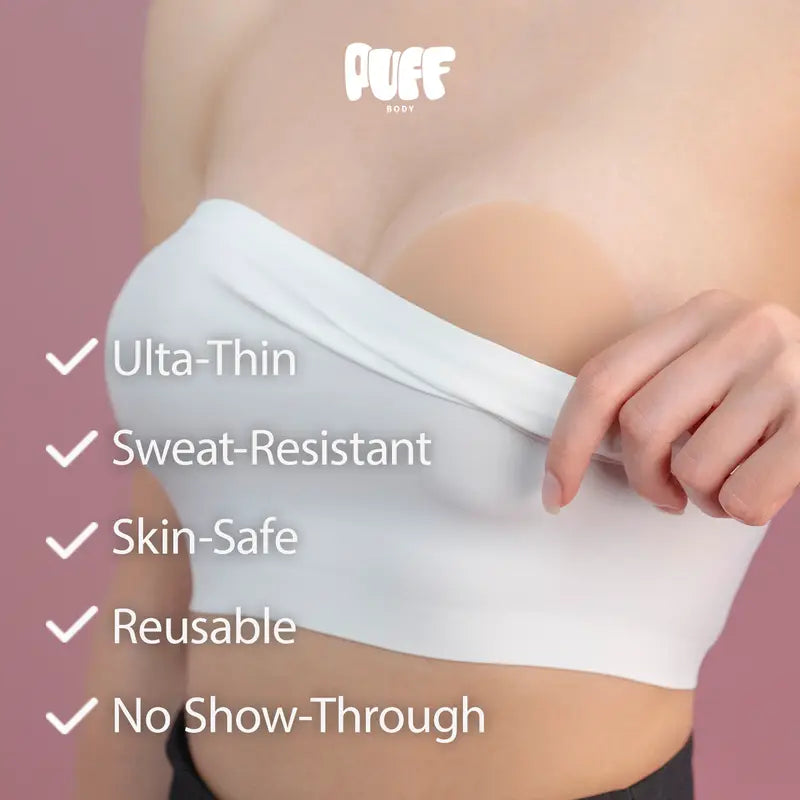 PUFF Girls Nipple Covers - Circles Non-Toxic Silicone Medical-Grade Adhesive Adhesive-Free Nip Nook Reusable