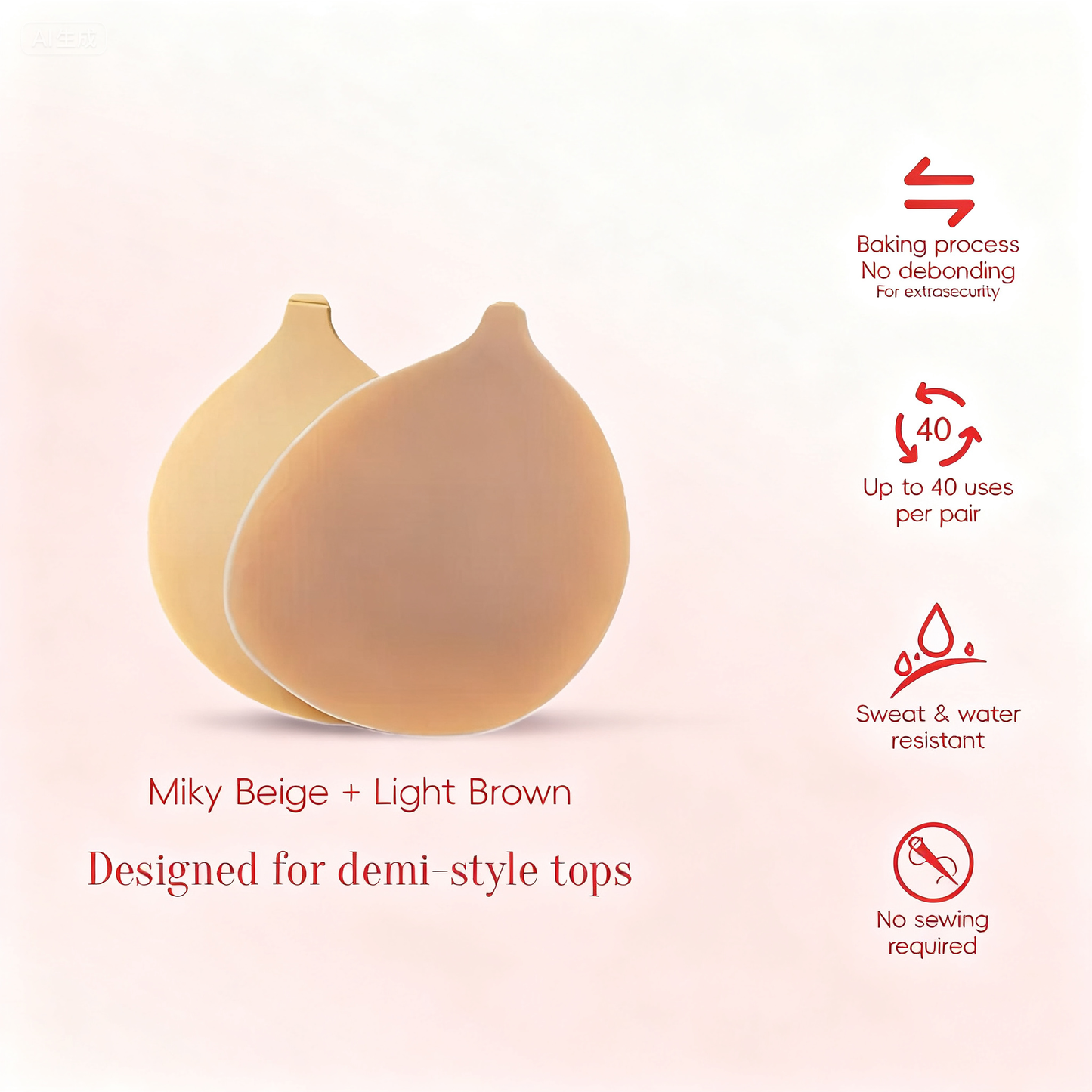 Puff Body Push-up Sticky Bra – Waterproof & Sweat-proof,  Portable, Reusable, Washable, Essential for Travel Women's Wear with Storage Board & Replaceable Adhesive Pads